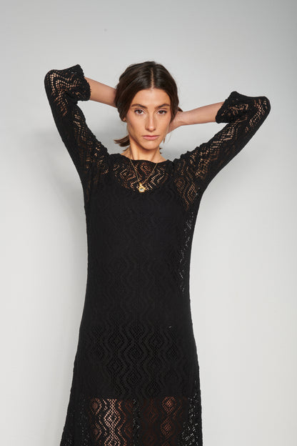 Crochet-looking Beach Dress in black
