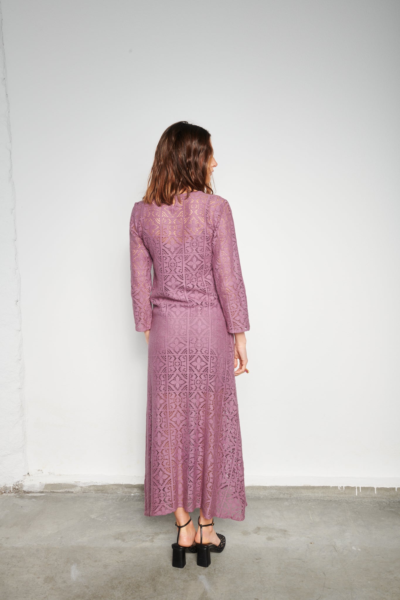 Crochet-looking Beach Dress in plum