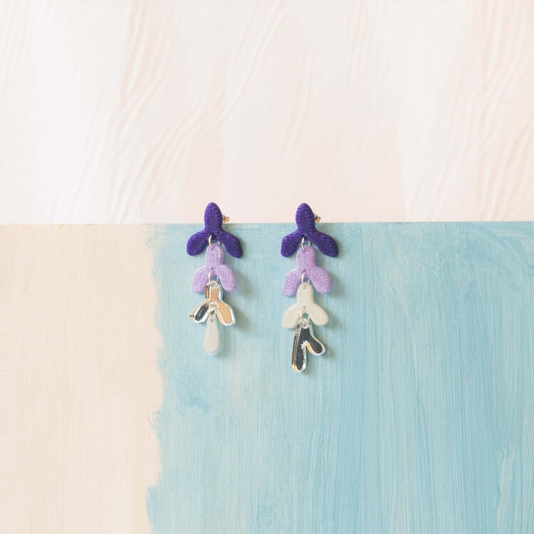 purple - drop earrings - flowers