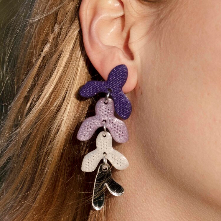 purple - drop earrings - flowers