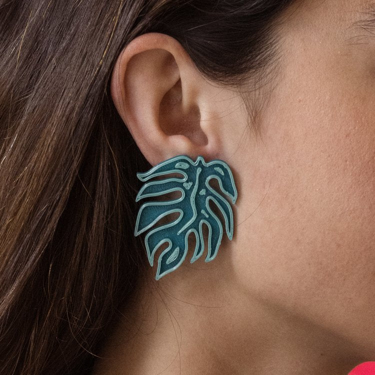 Turquoise - drop earrings - flowers