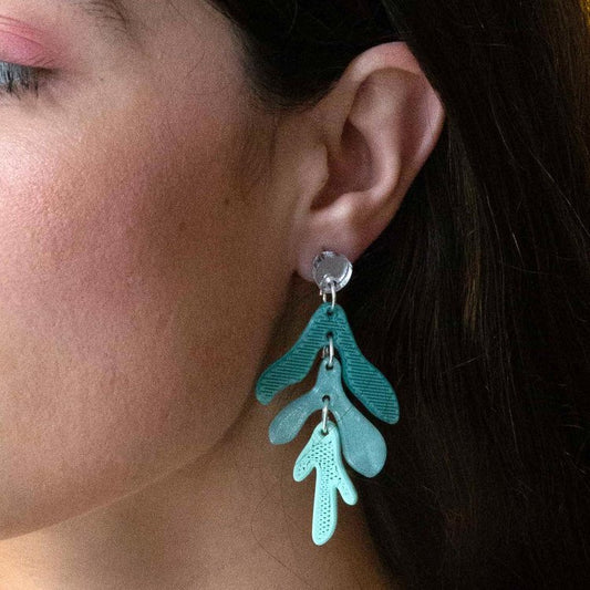 Turquoise - drop earring - flowers