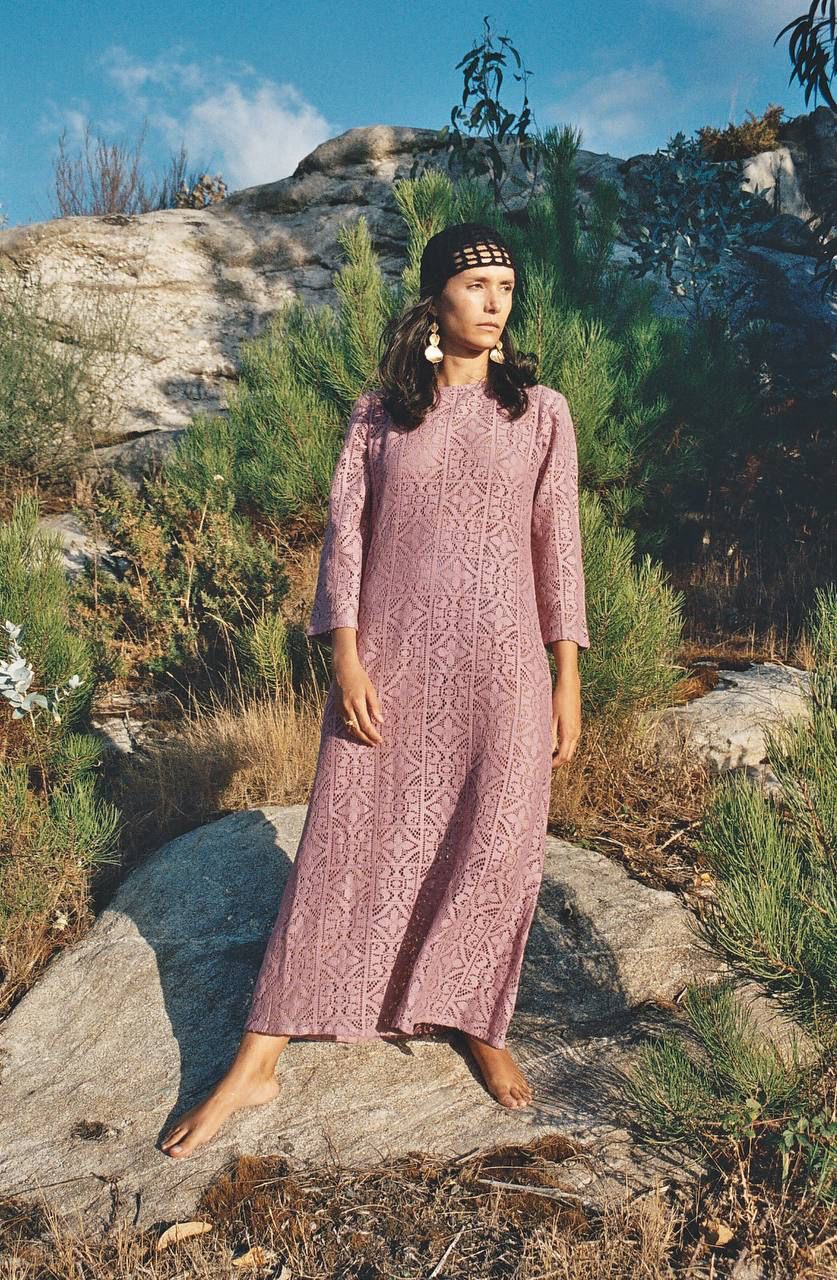 Crochet-looking Beach Dress in plum