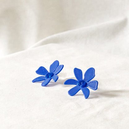 blue - earrings - flowers