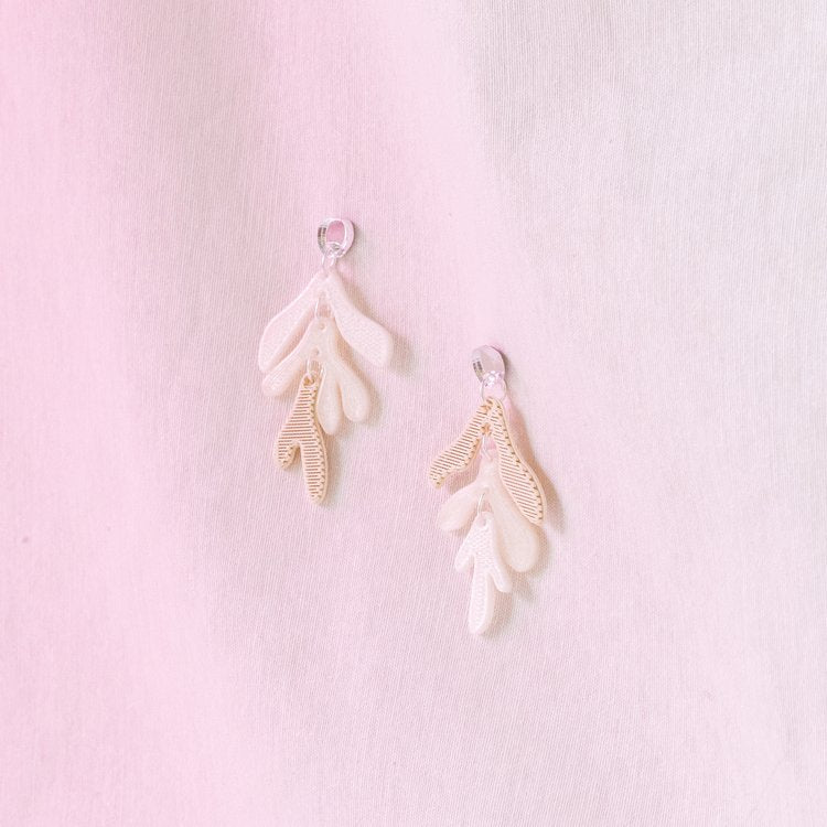 white - drop earrings - flowers