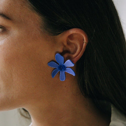 blue - earrings - flowers